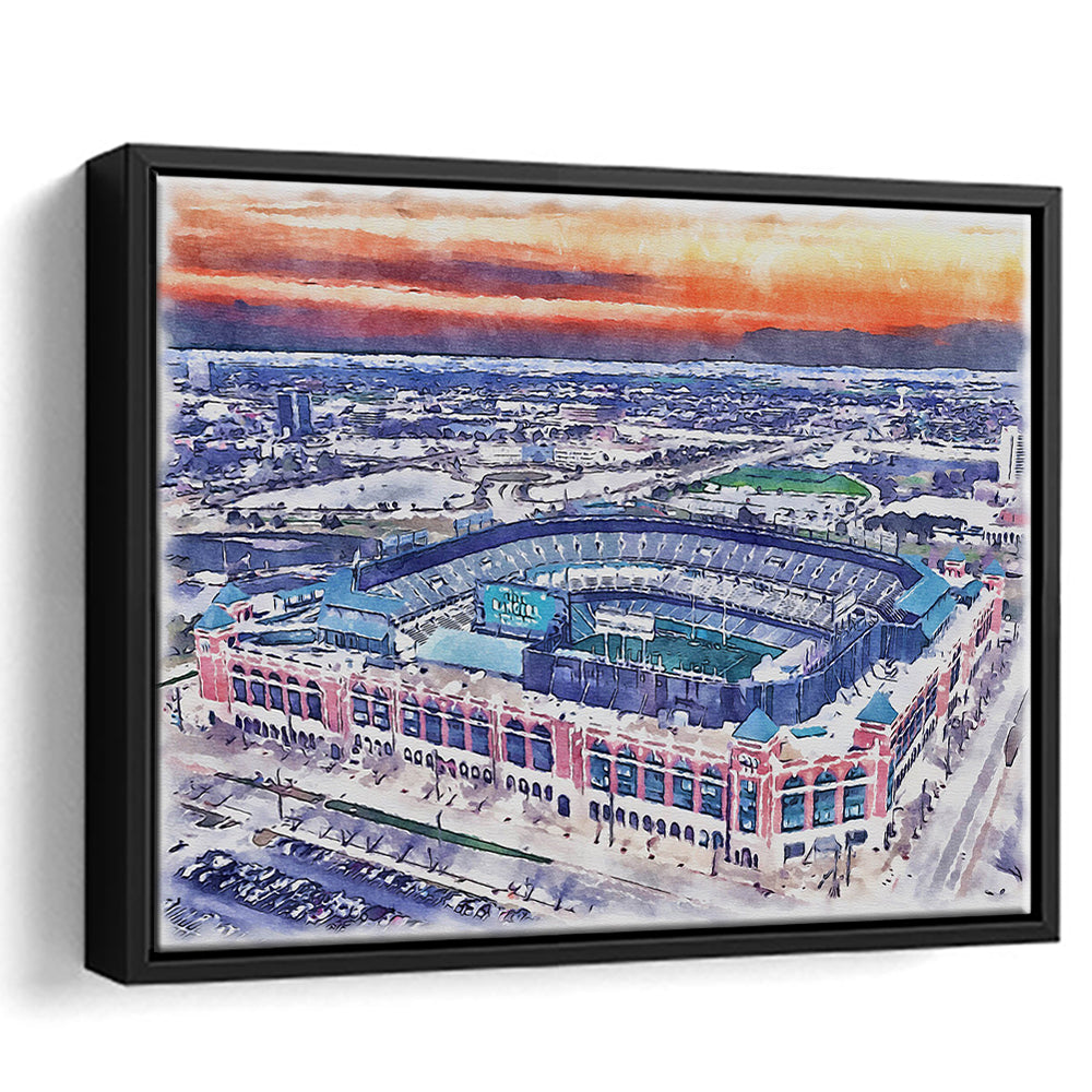 Choctaw Painting Stadium Watercolor, Arlington Texas Watercolor, Sport Gift Art, Framed Canvas Print Wall Art