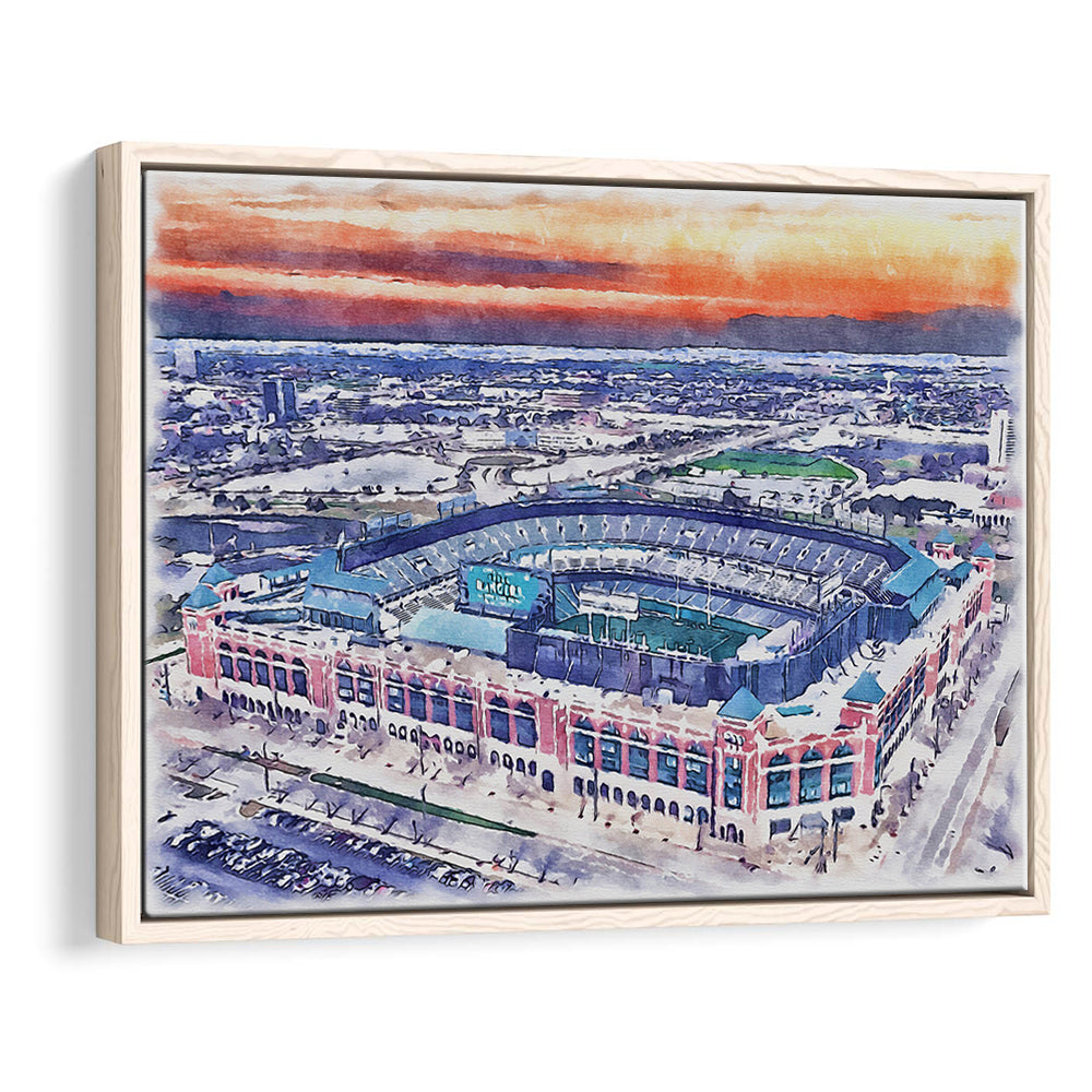 Choctaw Painting Stadium Watercolor, Arlington Texas Watercolor, Sport Gift Art, Framed Canvas Print Wall Art