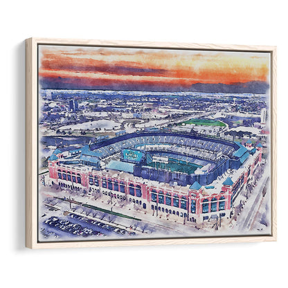 Choctaw Painting Stadium Watercolor, Arlington Texas Watercolor, Sport Gift Art, Framed Canvas Print Wall Art