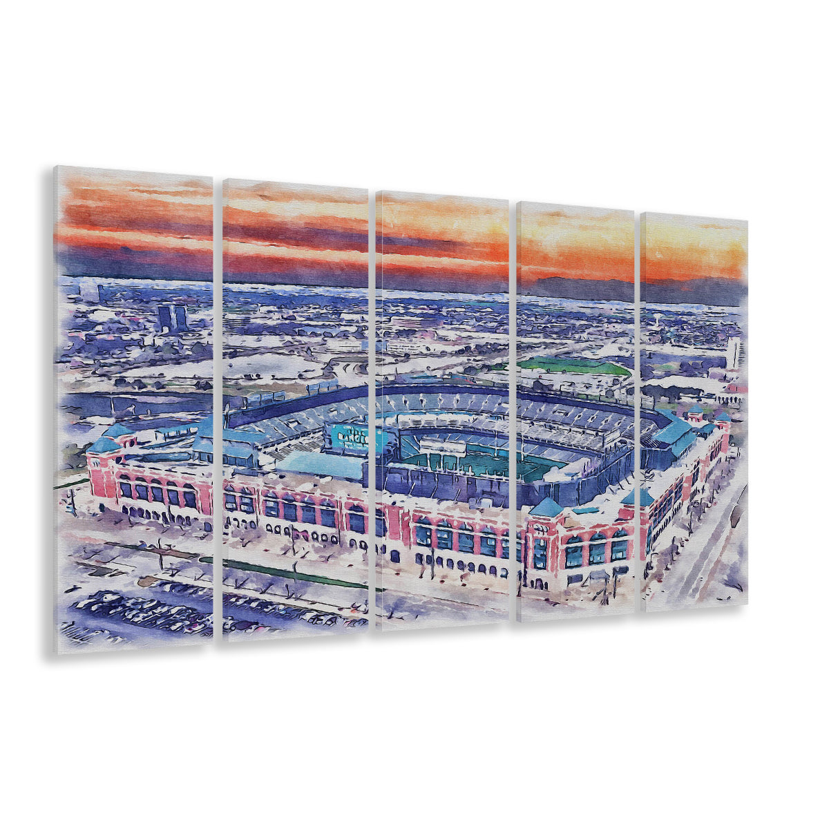Choctaw Painting Stadium Watercolor, Arlington Texas Watercolor, Sport Art, Extra Large Canvas Print Wall Art