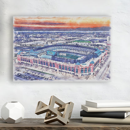 Choctaw Painting Stadium Watercolor, Arlington Texas Watercolor, Sport Art, Gifts for him, Canvas Print Wall Art