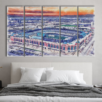 Choctaw Painting Stadium Watercolor, Arlington Texas Watercolor, Sport Art, Extra Large Canvas Print Wall Art