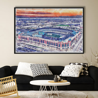 Choctaw Painting Stadium Watercolor, Arlington Texas Watercolor, Sport Gift Art, Framed Canvas Print Wall Art
