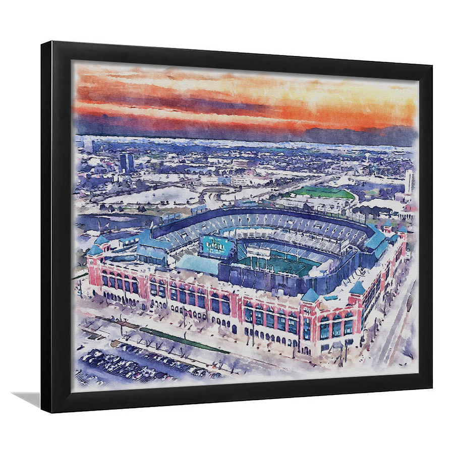Choctaw Painting Stadium Watercolor, Arlington Texas Watercolor, Sport Gift Art, Framed Art Print Wall Decor