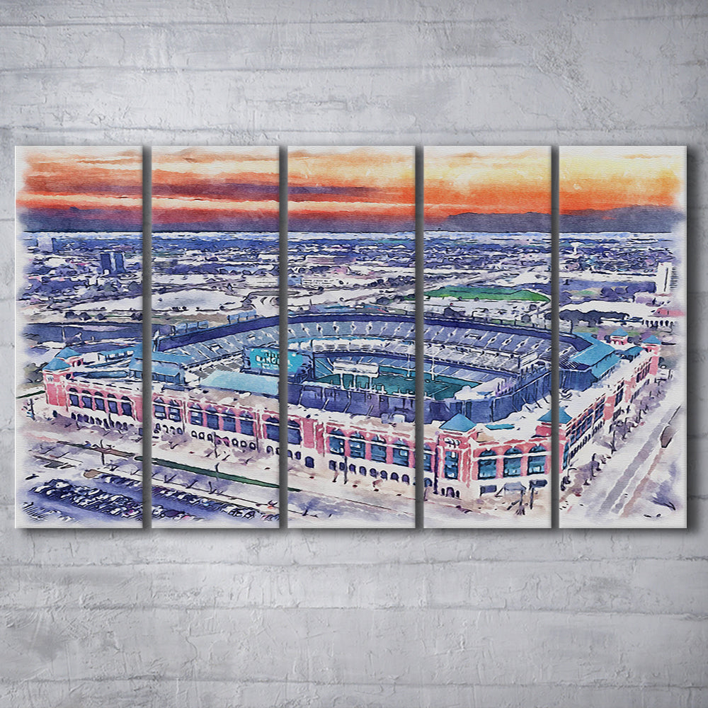 Choctaw Painting Stadium Watercolor, Arlington Texas Watercolor, Sport Art, Extra Large Canvas Print Wall Art