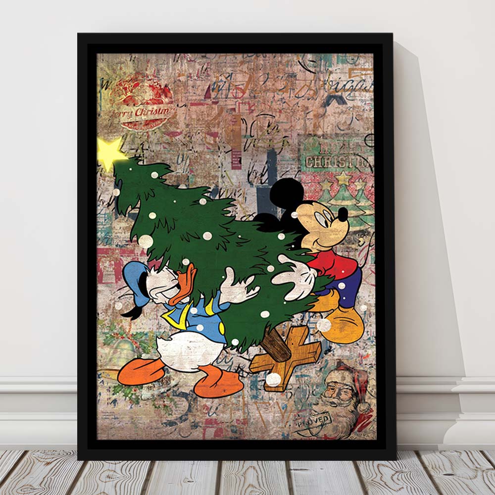 Christmas Delivery, Colorful Graffiti Painting Art, Framed Canvas Print, Floating Frame, Luxury Wall Art Decor
