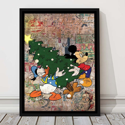 Christmas Delivery, Colorful Graffiti Painting Art, Framed Canvas Print, Floating Frame, Luxury Wall Art Decor