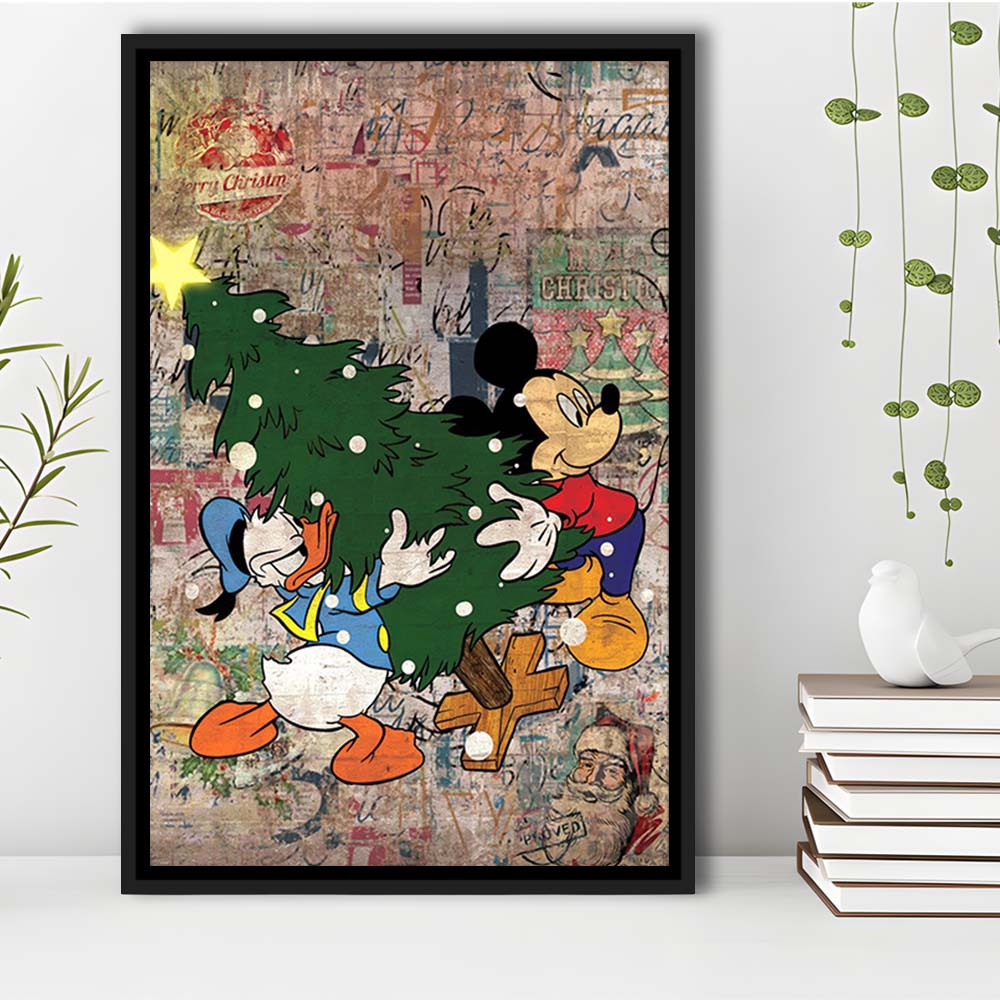 Christmas Delivery, Colorful Graffiti Painting Art, Framed Canvas Print, Floating Frame, Luxury Wall Art Decor