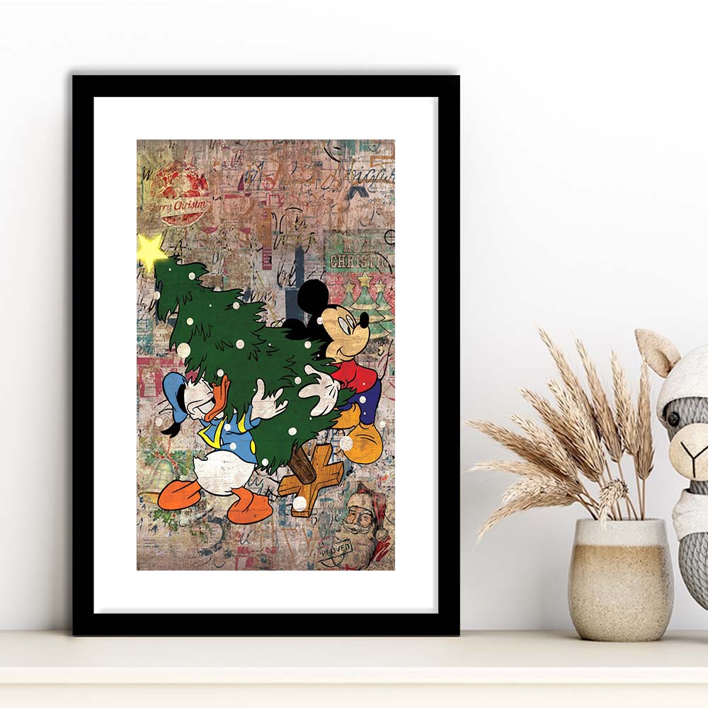 Christmas Delivery, Colorful Graffiti Painting Art, Framed Art Print, Luxury Pictures Framed, White Border