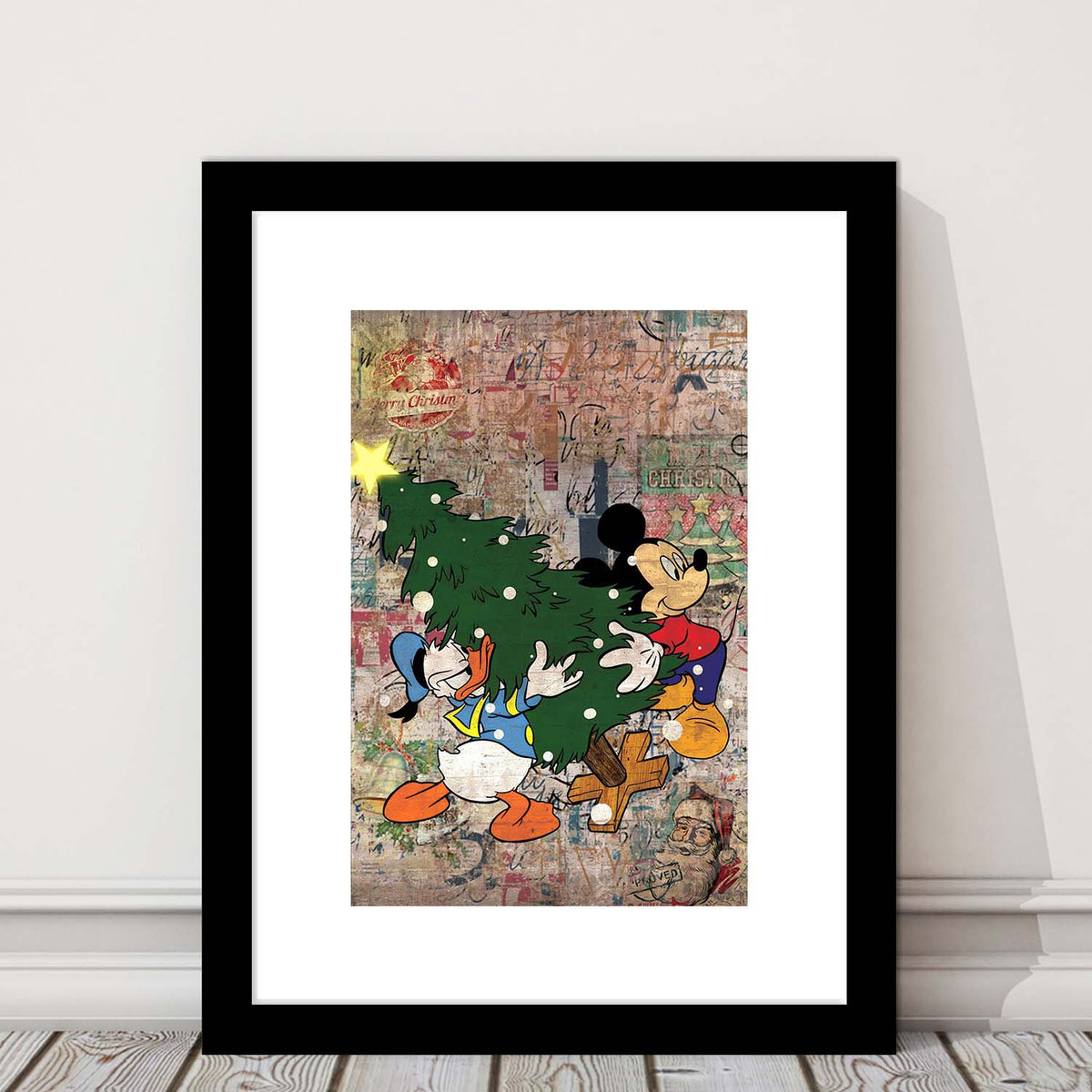 Christmas Delivery, Colorful Graffiti Painting Art, Framed Art Print, Luxury Pictures Framed, White Border