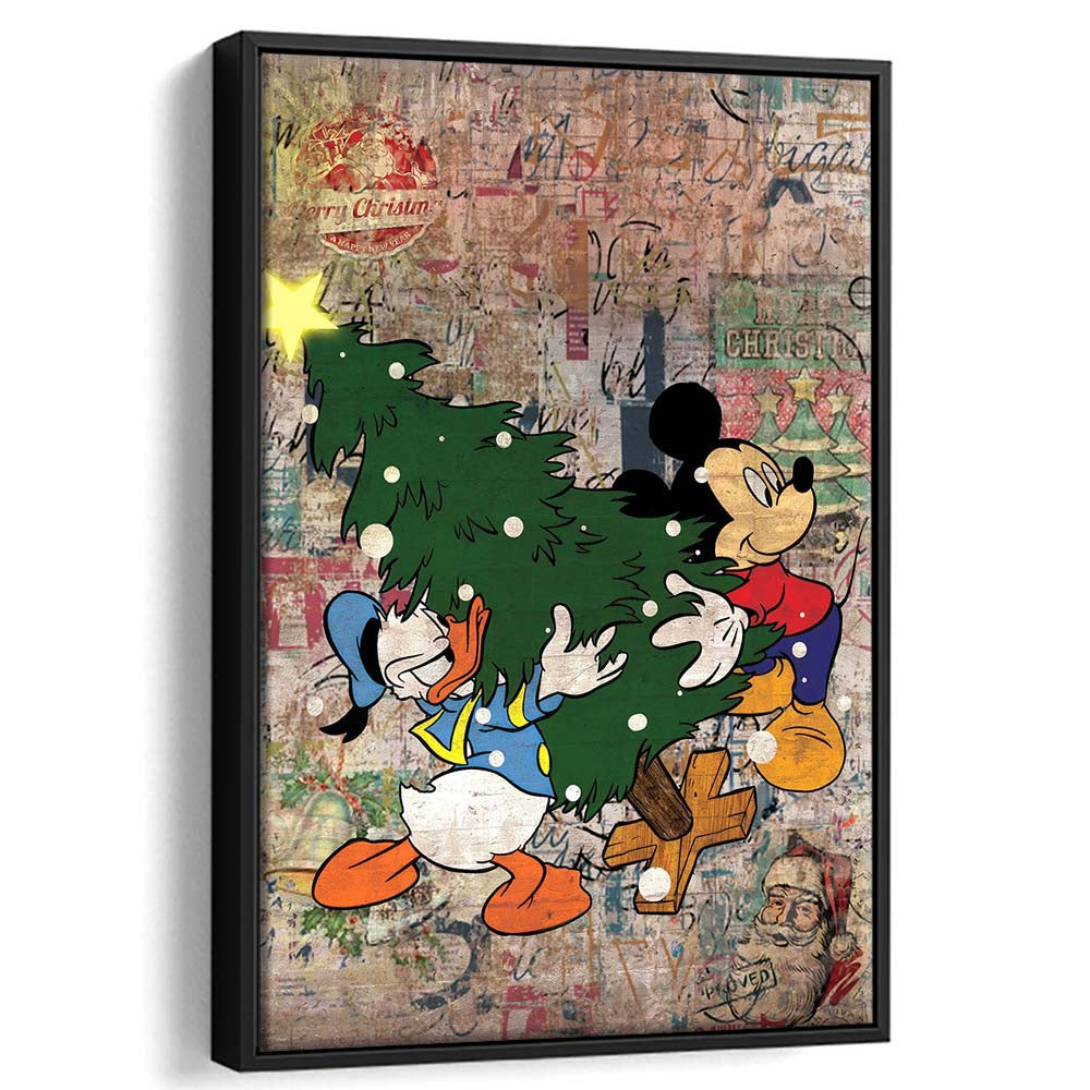 Christmas Delivery, Colorful Graffiti Painting Art, Framed Canvas Print, Floating Frame, Luxury Wall Art Decor