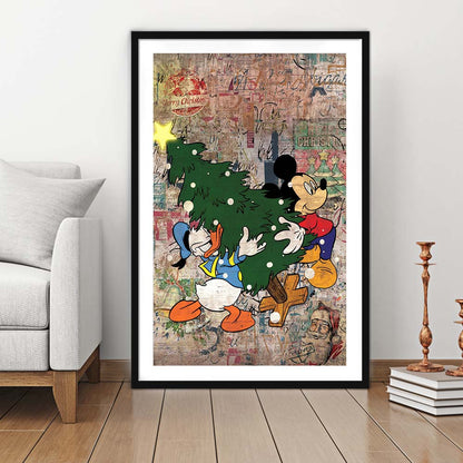 Christmas Delivery, Colorful Graffiti Painting Art, Framed Art Print, Luxury Pictures Framed, White Border