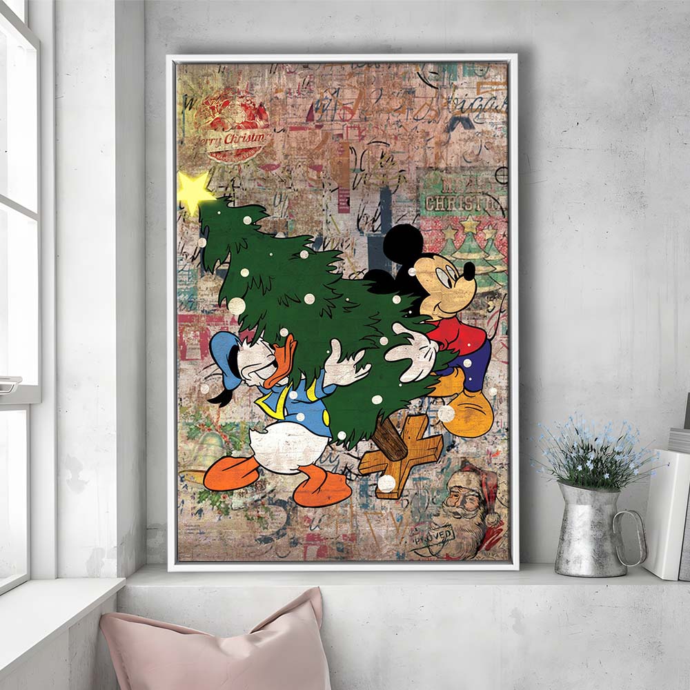Christmas Delivery, Colorful Graffiti Painting Art, Framed Canvas Print, Floating Frame, Luxury Wall Art Decor