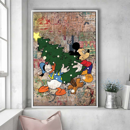 Christmas Delivery, Colorful Graffiti Painting Art, Framed Canvas Print, Floating Frame, Luxury Wall Art Decor