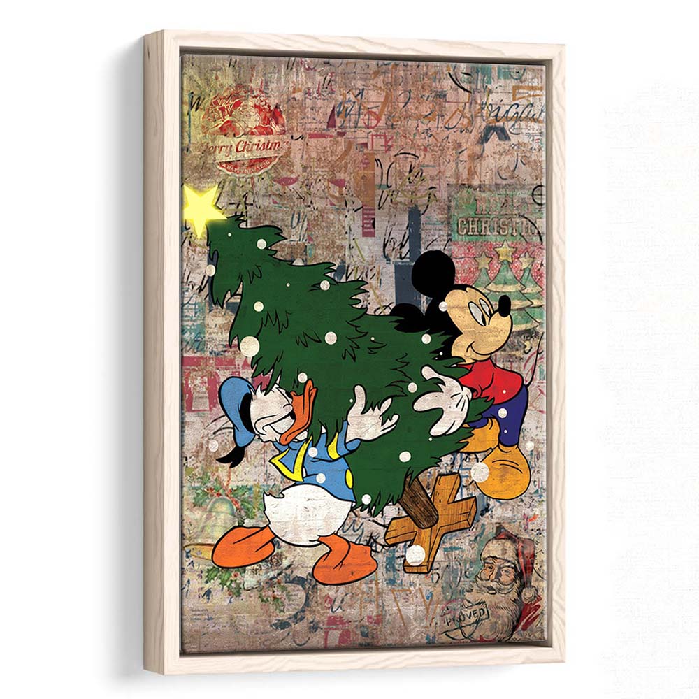 Christmas Delivery, Colorful Graffiti Painting Art, Framed Canvas Print, Floating Frame, Luxury Wall Art Decor
