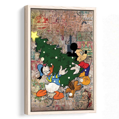 Christmas Delivery, Colorful Graffiti Painting Art, Framed Canvas Print, Floating Frame, Luxury Wall Art Decor