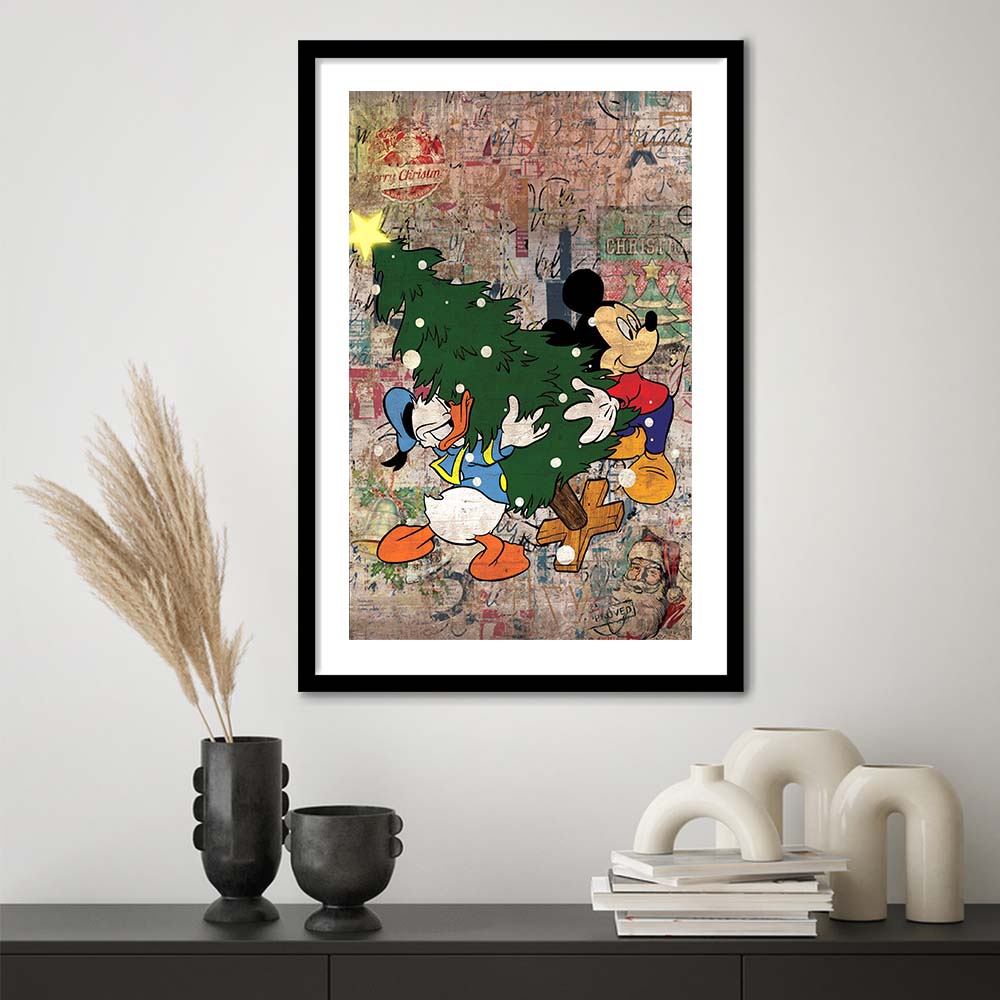 Christmas Delivery, Colorful Graffiti Painting Art, Framed Art Print, Luxury Pictures Framed, White Border