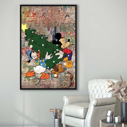 Christmas Delivery, Colorful Graffiti Painting Art, Framed Canvas Print, Floating Frame, Luxury Wall Art Decor