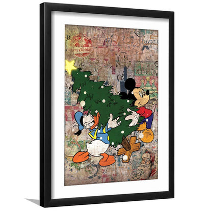 Christmas Delivery, Colorful Graffiti Painting Art, Framed Art Print, Luxury Pictures Framed, White Border