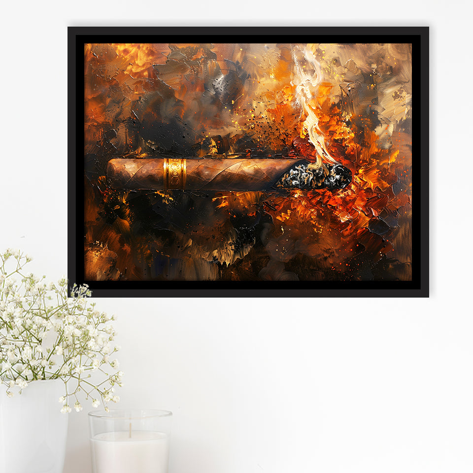 Cigar Art Vintage Style, Framed Canvas Painting, Framed Canvas Prints Wall Art Decor