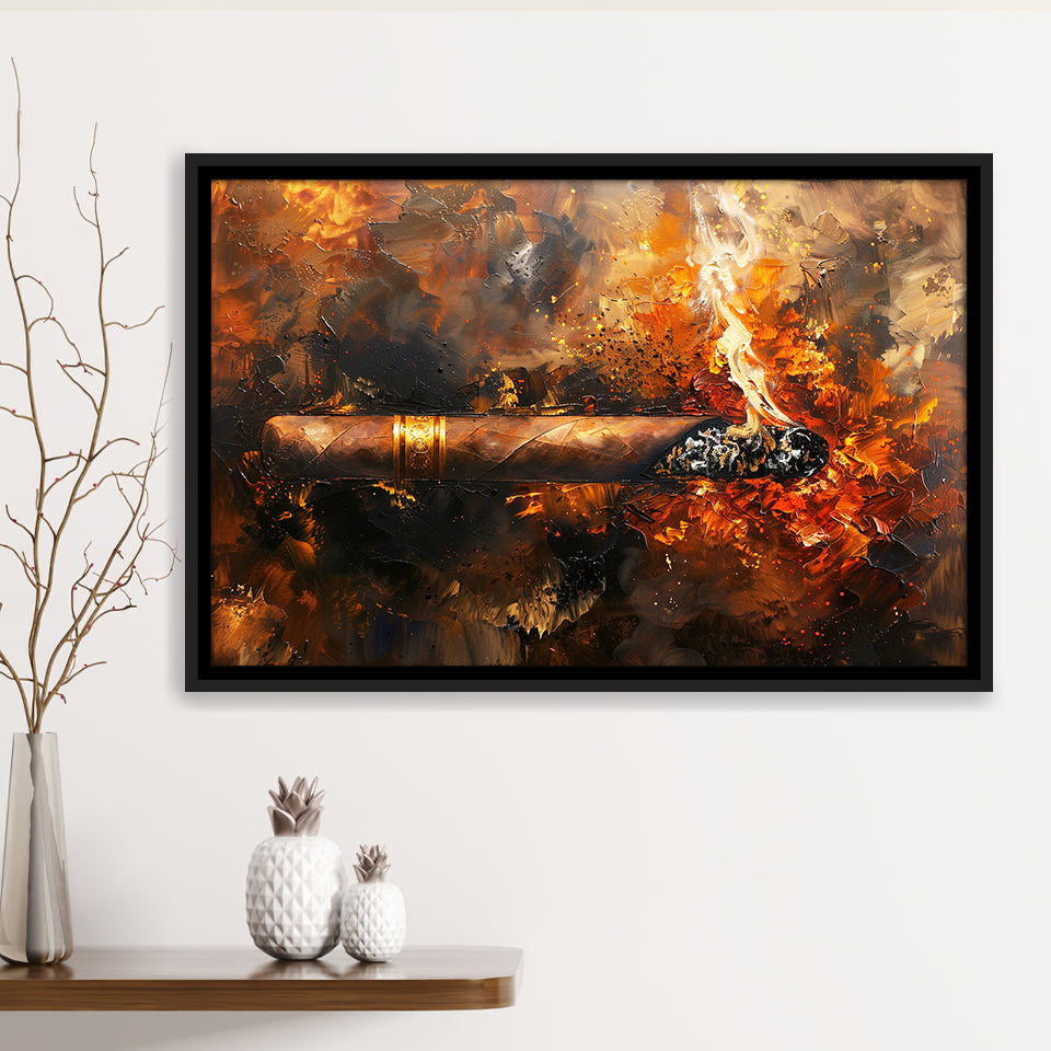 Cigar Art Vintage Style, Framed Canvas Painting, Framed Canvas Prints Wall Art Decor