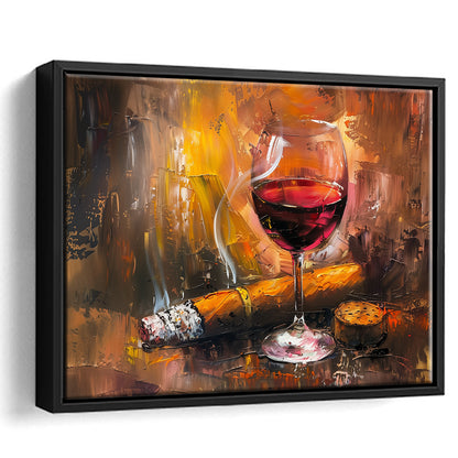 Cigar And Bourbon Oil Painting, Framed Canvas Painting, Framed Canvas Prints Wall Art Decor