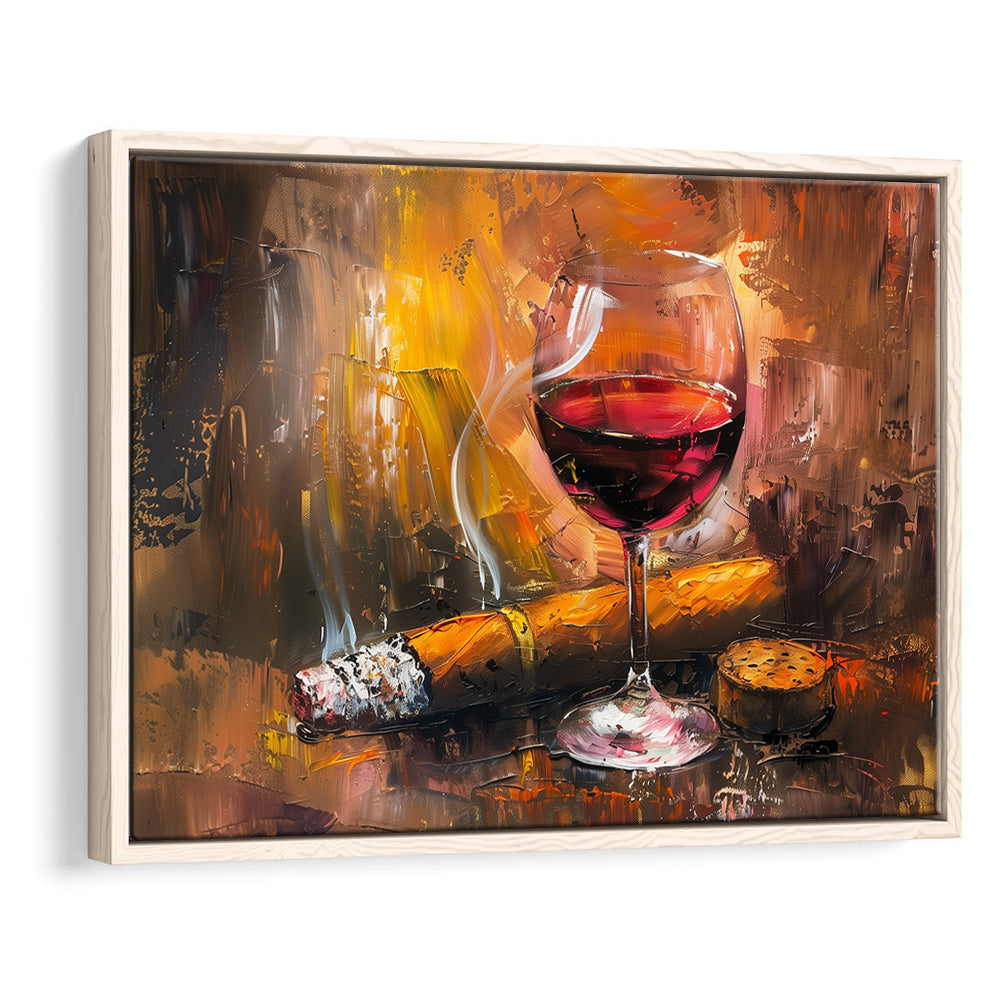 Cigar And Bourbon Oil Painting, Framed Canvas Painting, Framed Canvas Prints Wall Art Decor