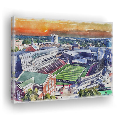 Cincinnati Bearcats, Nippert Painting Stadium Watercolor, Sport Art, Gifts for him, Canvas Print Wall Art