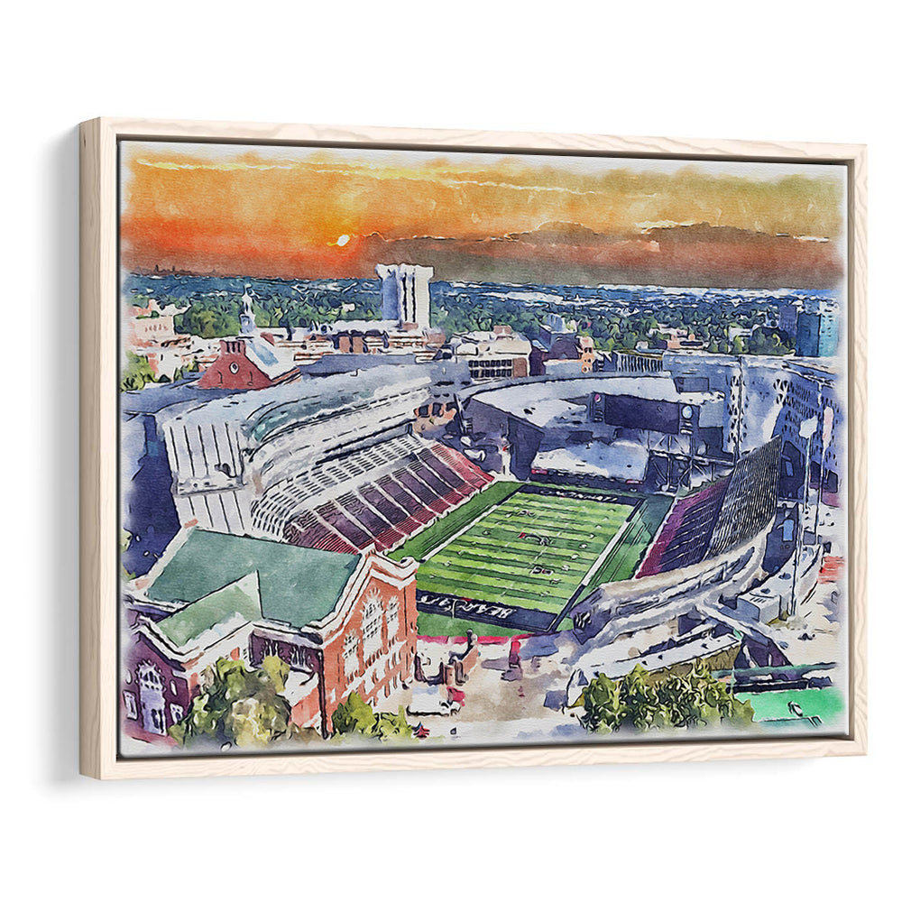 Cincinnati Bearcats, Nippert Painting Stadium Watercolor, Sport Gift Art, Framed Canvas Print Wall Art