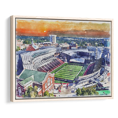 Cincinnati Bearcats, Nippert Painting Stadium Watercolor, Sport Gift Art, Framed Canvas Print Wall Art