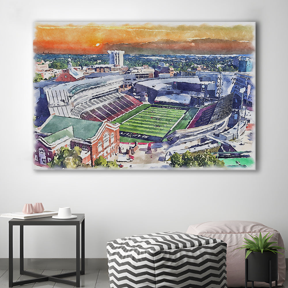 Cincinnati Bearcats, Nippert Painting Stadium Watercolor, Sport Art, Gifts for him, Canvas Print Wall Art