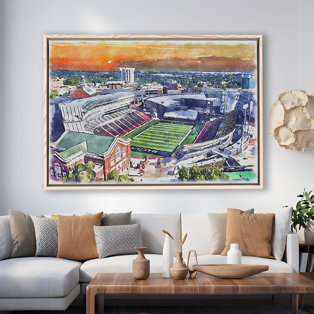 Cincinnati Bearcats, Nippert Painting Stadium Watercolor, Sport Gift Art, Framed Canvas Print Wall Art