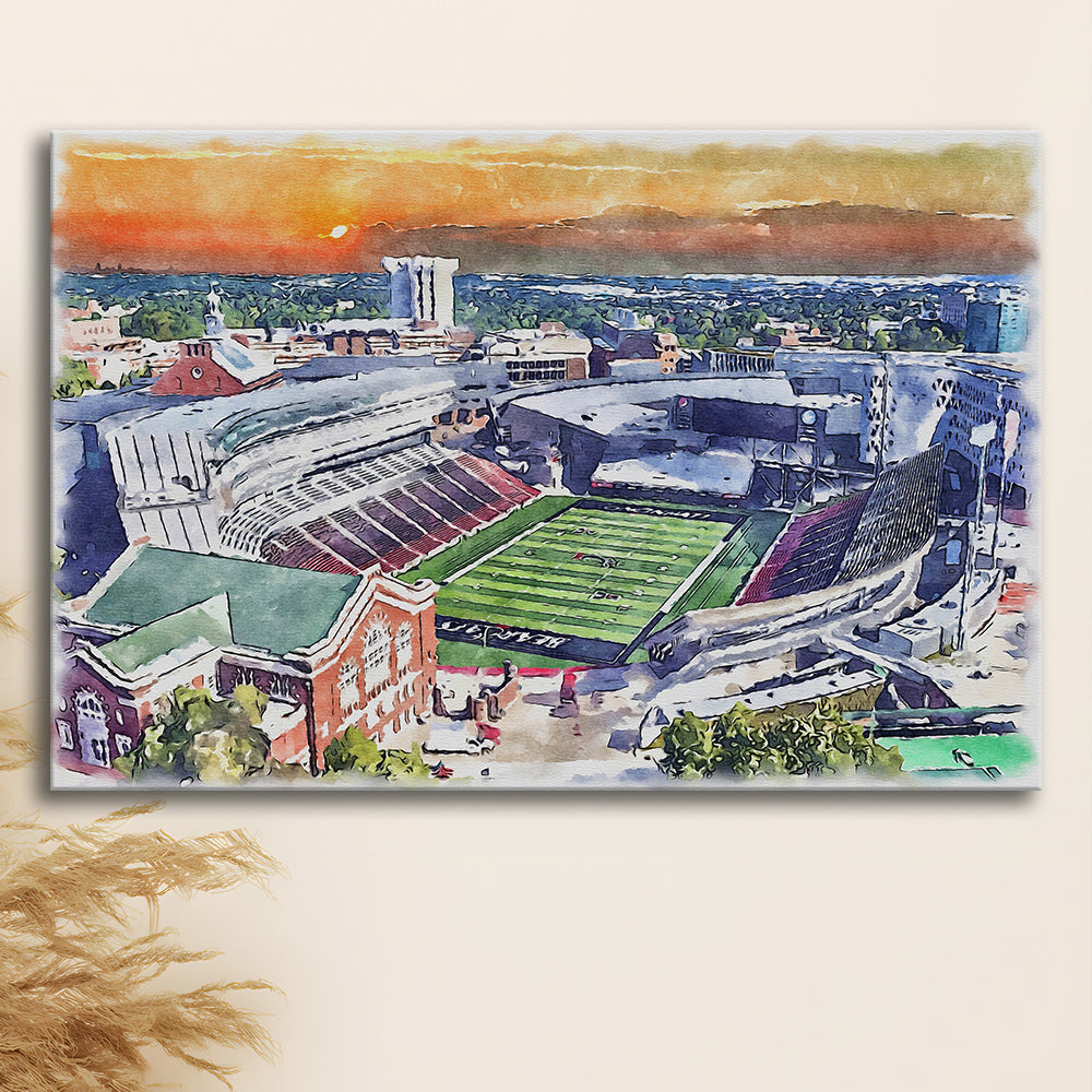 Cincinnati Bearcats, Nippert Painting Stadium Watercolor, Sport Art, Gifts for him, Canvas Print Wall Art