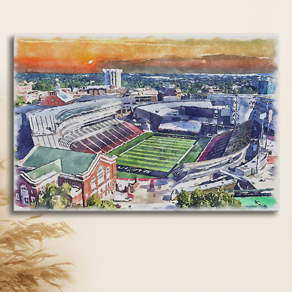 Cincinnati Bearcats, Nippert Painting Stadium Watercolor, Sport Art, Gifts for him, Canvas Print Wall Art