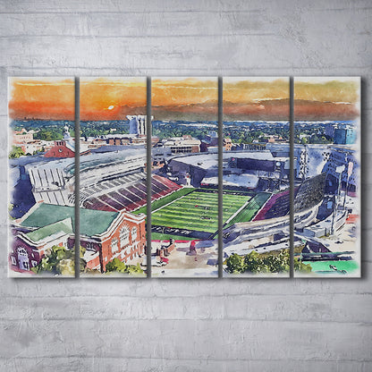 Cincinnati Bearcats, Nippert Painting Stadium Watercolor, Sport Art, Extra Large Canvas Print Wall Art