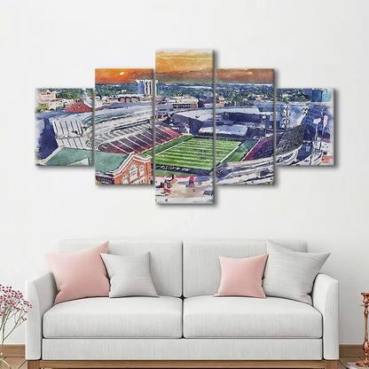 Cincinnati Bearcats, Nippert Painting Stadium Watercolor, Sport Art, Mixed 5 Panel, Canvas Print Wall Art