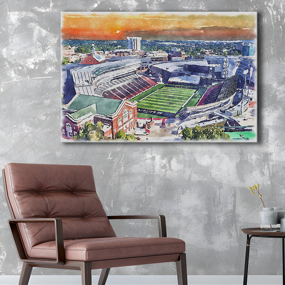 Cincinnati Bearcats, Nippert Painting Stadium Watercolor, Sport Art, Gifts for him, Canvas Print Wall Art