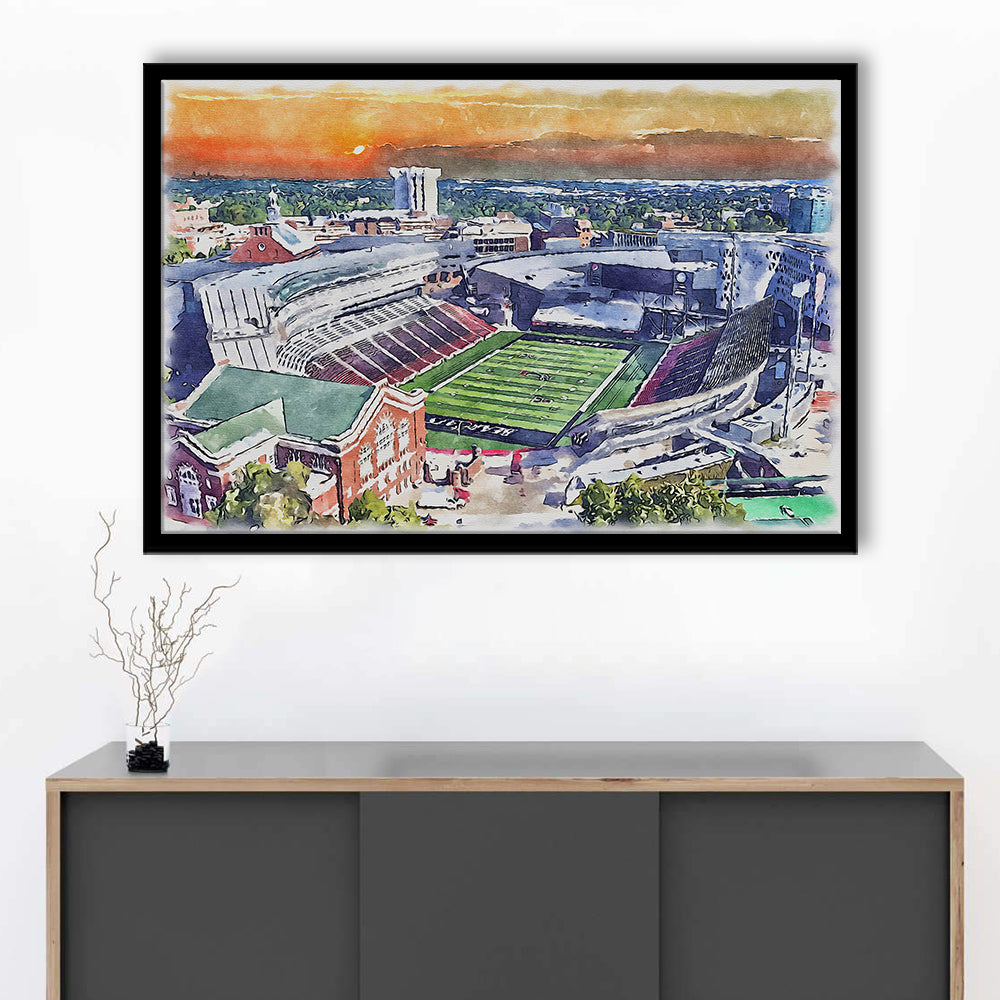 Cincinnati Bearcats, Nippert Painting Stadium Watercolor, Sport Gift Art, Framed Art Print Wall Decor