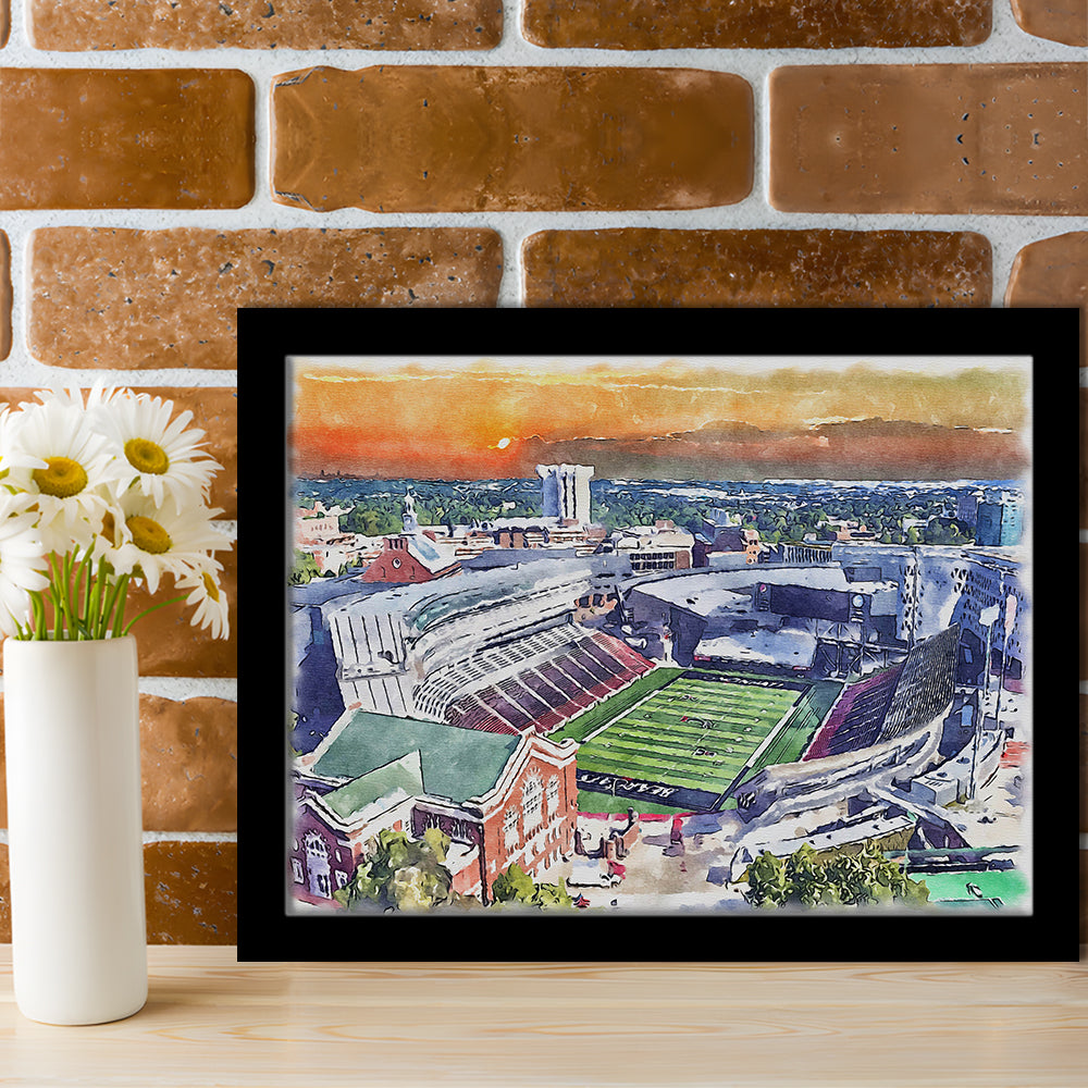 Cincinnati Bearcats, Nippert Painting Stadium Watercolor, Sport Gift Art, Framed Art Print Wall Decor