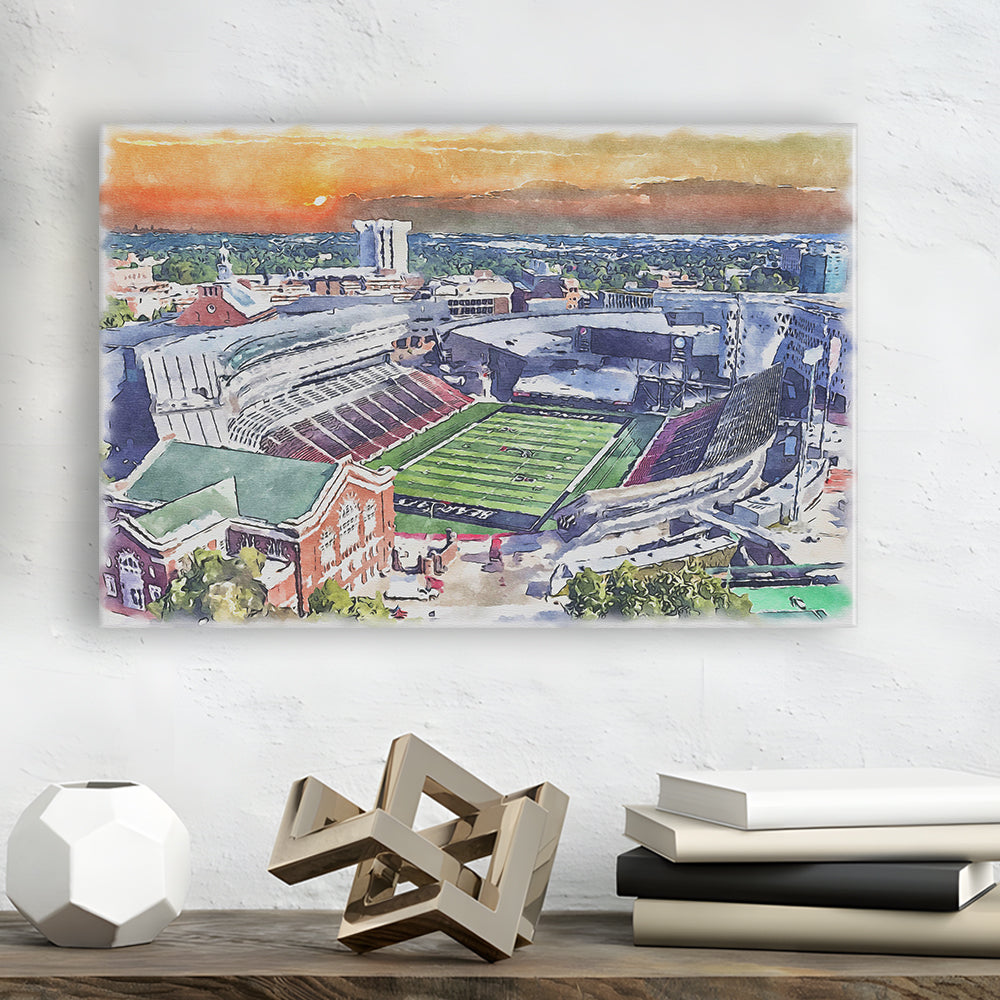 Cincinnati Bearcats, Nippert Painting Stadium Watercolor, Sport Art, Gifts for him, Canvas Print Wall Art