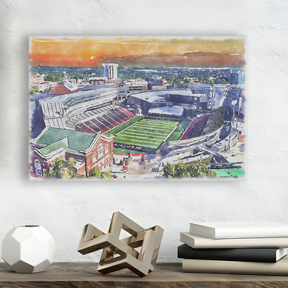Cincinnati Bearcats, Nippert Painting Stadium Watercolor, Sport Art, Gifts for him, Canvas Print Wall Art