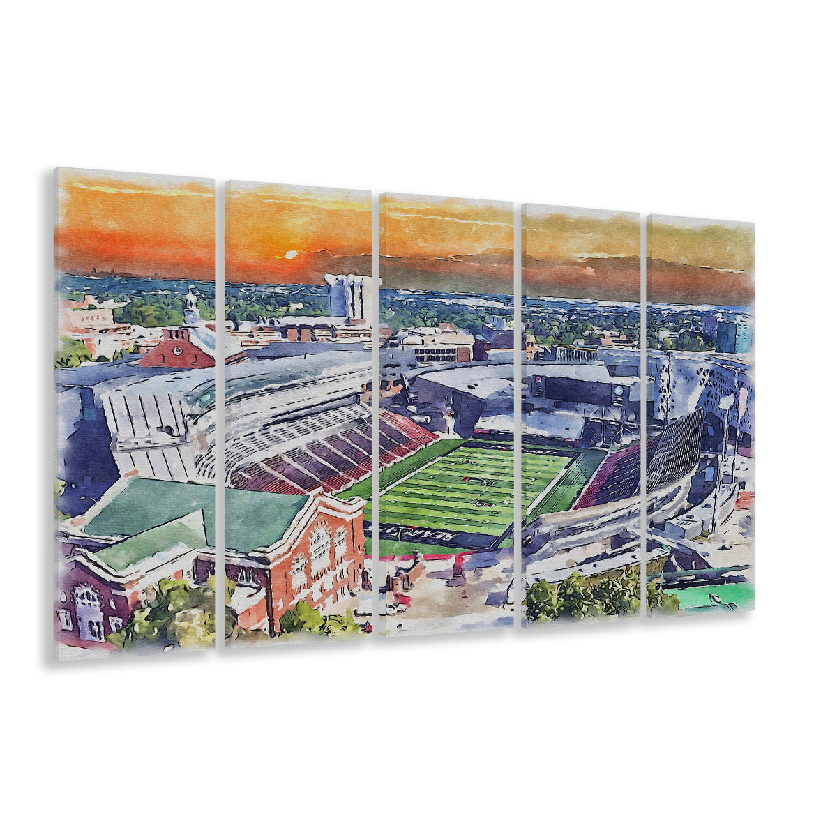 Cincinnati Bearcats, Nippert Painting Stadium Watercolor, Sport Art, Extra Large Canvas Print Wall Art