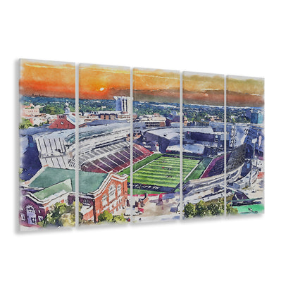 Cincinnati Bearcats, Nippert Painting Stadium Watercolor, Sport Art, Extra Large Canvas Print Wall Art