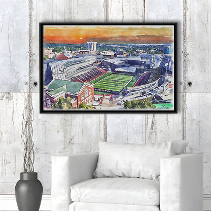 Cincinnati Bearcats, Nippert Painting Stadium Watercolor, Sport Gift Art, Framed Canvas Print Wall Art