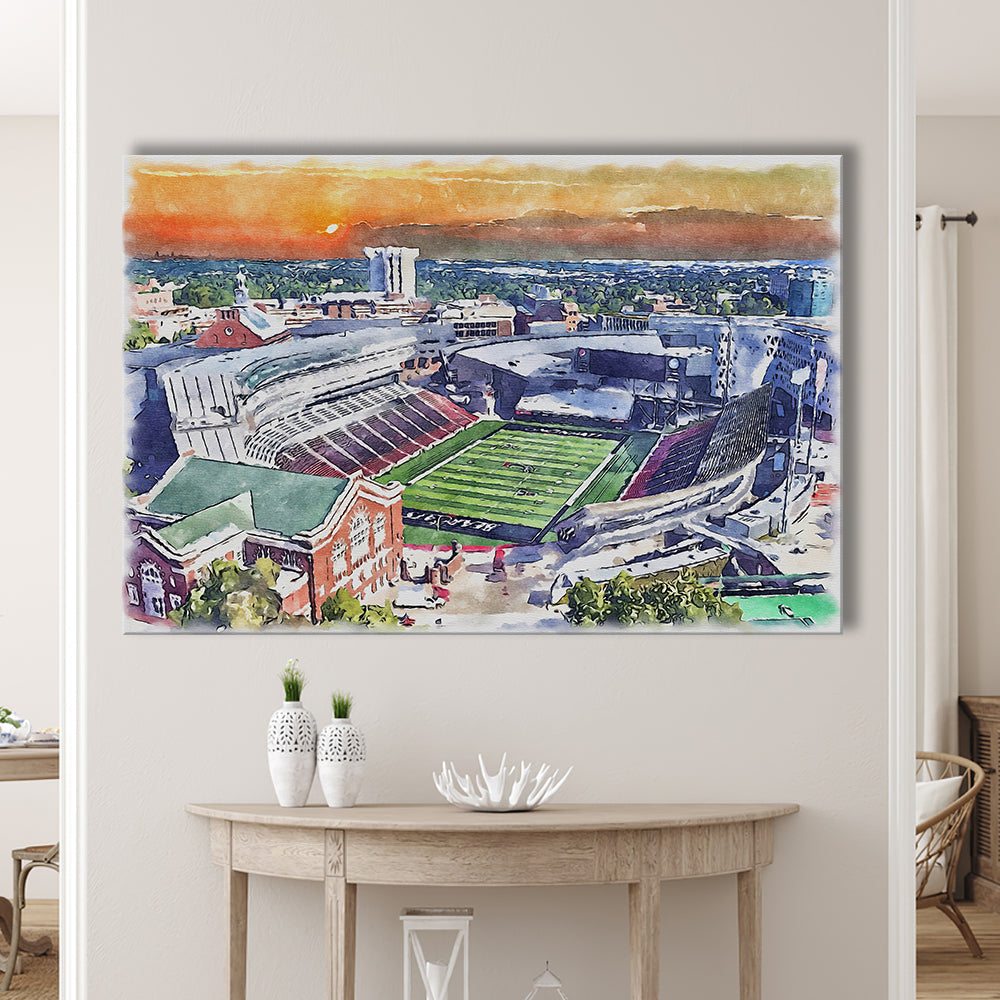 Cincinnati Bearcats, Nippert Painting Stadium Watercolor, Sport Art, Gifts for him, Canvas Print Wall Art