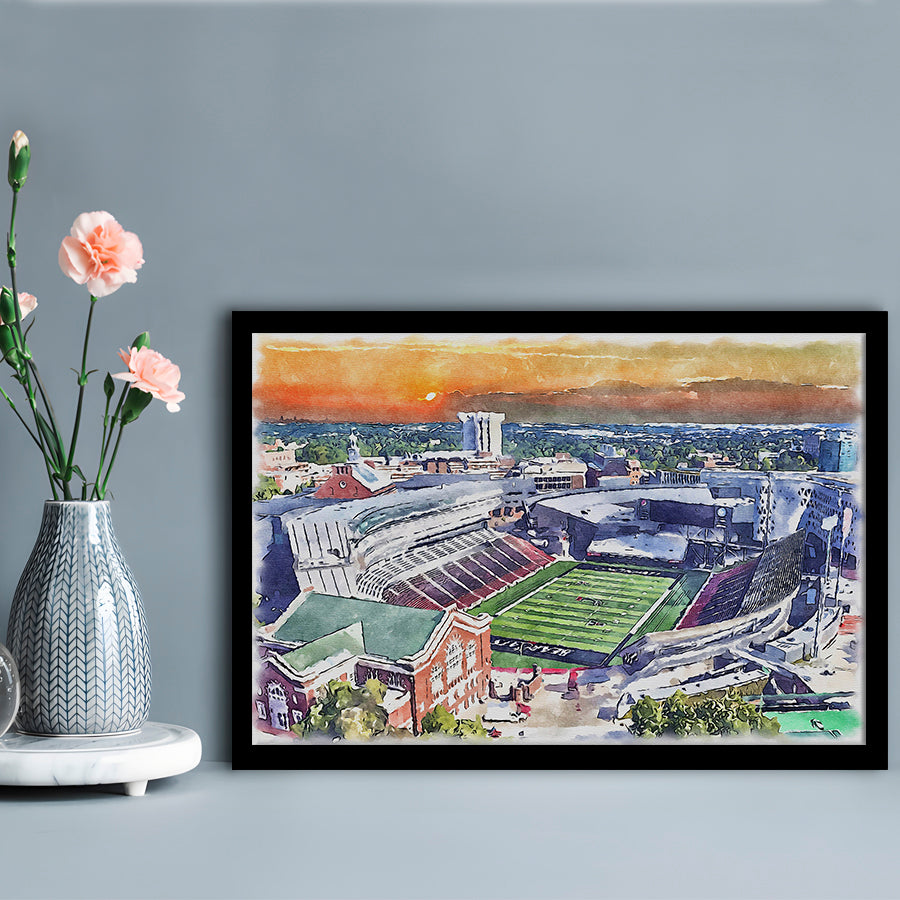 Cincinnati Bearcats, Nippert Painting Stadium Watercolor, Sport Gift Art, Framed Art Print Wall Decor
