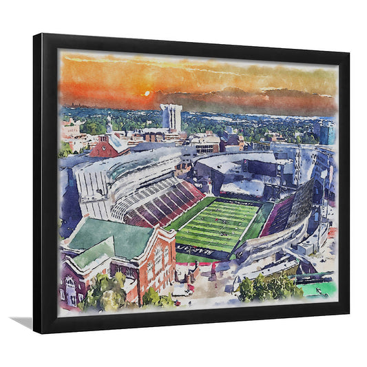 Cincinnati Bearcats, Nippert Painting Stadium Watercolor, Sport Gift Art, Framed Art Print Wall Decor