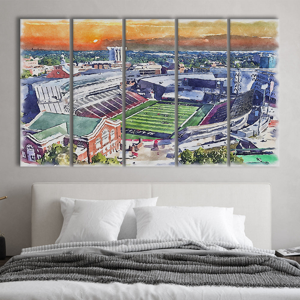 Cincinnati Bearcats, Nippert Painting Stadium Watercolor, Sport Art, Extra Large Canvas Print Wall Art