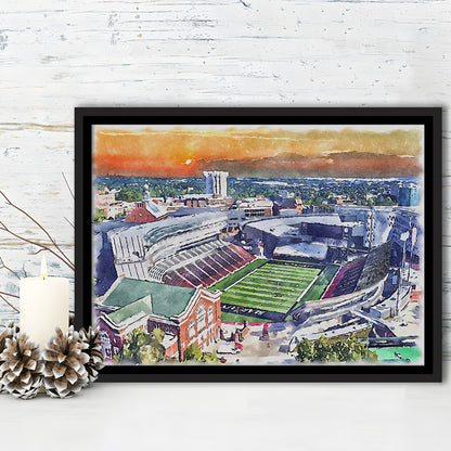 Cincinnati Bearcats, Nippert Painting Stadium Watercolor, Sport Gift Art, Framed Canvas Print Wall Art