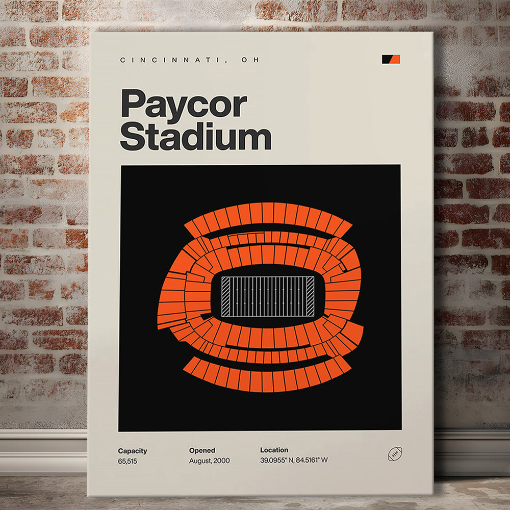 Cincinnati Bengals Stadium Print, Paycor Stadium Print, Fan Gifts, Sport Art, Canvas Print Wall Art